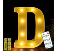 HONPHIER® Lettres Lumineuses Lampe à Lettre Alphabet Lumineux Lampe LED Lettres Télécommande Lumières Lettre Decoration Opérateur à Piles pour Fête Mariage Noël Maison Bar Décoration (D)