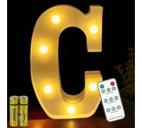 HONPHIER® Lettres Lumineuses Lampe à Lettre Alphabet Lumineux Lampe LED Lettres Télécommande Lumières Lettre Decoration Opérateur à Piles pour Fête Mariage Noël Maison Bar Décoration (C)