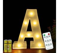 HONPHIER® Lettres Lumineuses Lampe à Lettre Alphabet Lumineux Lampe LED Lettres Télécommande Lumières Lettre Decoration Opérateur à Piles pour Fête Mariage Noël Maison Bar Décoration (A)