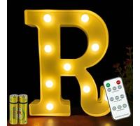HONPHIER® Lettres Lumineuses Lampe à Lettre Alphabet Lumineux Lampe LED Lettres Télécommande Lumières Lettre Decoration Opérateur à Piles pour Fête Mariage Noël Maison Bar Décoration (R)