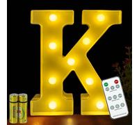 HONPHIER® Lettres Lumineuses Lampe à Lettre Alphabet Lumineux Lampe LED Lettres Télécommande Lumières Lettre Decoration Opérateur à Piles pour Fête Mariage Noël Maison Bar Décoration (K)