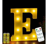 HONPHIER® Lettres Lumineuses Lampe à Lettre Alphabet Lumineux Lampe LED Lettres Télécommande Lumières Lettre Decoration Opérateur à Piles pour Fête Mariage Noël Maison Bar Décoration (E)
