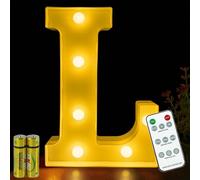 HONPHIER® Lettres Lumineuses Lampe à Lettre Alphabet Lumineux Lampe LED Lettres Télécommande Lumières Lettre Decoration Opérateur à Piles pour Fête Mariage Noël Maison Bar Décoration (L)