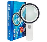 HONPHIER® Loupe Éclairantes Loupe Grossissante 30X Grande Loupe avec 12 LED Loupes de Lecture Loupe à Main Loupe Seniors pour Inspection horloger antiquités Journaux