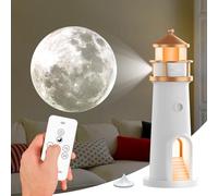HONPHIER Veilleuse à Projection de Lumière de Lune Décoration de Phare Veilleuse Projecteur avec Télécommande Lampe Rechargeable LED Lampe de Table pour Enfants Adulte