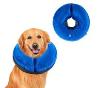 Honprodu Collerette Gonflable pour Chien, Ajustable Collier de Récupération Chat Cône de Cicatrisation pour Chien Collier de Protection pour Anti Lechage & Morsure Après Une Chirurgie (Bleu, S)