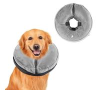 Honprodu Collerette Gonflable pour Chien, Ajustable Collier Gris M | Récupération Chat Cône de Cicatrisation pour Chien Collier de Protection pour Anti Lechage & Morsure Après Une Chirurgie
