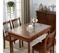 HONQGAO Nappe Rectangulaire 72 x 122 cm Anti-Taches Protection Table Transparent Facile à Nettoyer pour Maison & Extérieur, Angle Droit