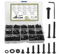 HonQiShiMY 600 Pièces Vis Boulons et écrous, Cylindriques Noires M4 à Empreinte Hexagonale Interne en Acier allié Vis Bouton avec écrou à Tête Hexagonale Assortiment Kit