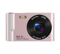 Honseadek Appareil photo numérique portable 4K avec résolution 50 MP, zoom 16x, anti-tremblement électronique, 2 écrans LCD de 8 pouces, flash intégré pour des images claires (rose)