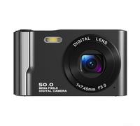 Honseadek Appareil photo numérique portable 4K avec résolution 50 MP, zoom 16x, anti-tremblement électronique, 2 écrans LCD de 8 pouces, flash intégré pour des images claires (noir)