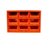 Honseadek Armoire de rangement à outils murale empilable en plastique avec 9 compartiments, matériel d'atelier et de garage, organiseur de composants électroniques (orange)