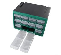 Honseadek Armoire de rangement pour pièces en plastique avec tiroirs à compartiments multiples, organiseur de composants mural en plastique PP pour garage et atelier (12 compartiments, vert)