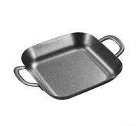 Honseadek Assiette carrée vintage en acier inoxydable, serveur à goûter classique pour frites et viandes, plateau en métal robuste, pour la cuisine et la salle à manger, doré (double doré)