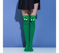 Honseadek Bas de cuisse amusants et tendance avec motif à rayures diagonales de Noël, complément parfait à votre garde-robe (vert B)