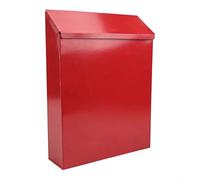 Honseadek Boîte aux lettres murale classique en acier galvanisé verrouillable résistant aux intempéries, avec 2 clés, rangement du courrier en métal (rouge)