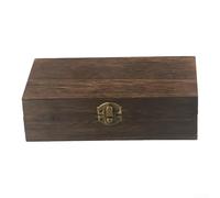 Honseadek Boîte de rangement rectangulaire en bois, organiseur de bijoux vintage, récipient de bureau avec fermeture à boucle pour petits articles, feuilles de thé, grains de café (couleur foncée)
