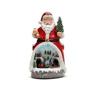 Honseadek Boule à neige musicale en résine avec Père Noël, bonhomme de neige et train - Décoration festive de village de vacances pour collection de décorations saisonnières (Père Noël)
