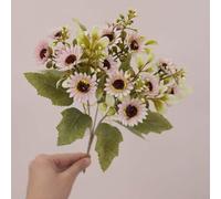 Honseadek Bouquet de marguerites artificielles vibrantes en tissu de soie pour décoration d'intérieur, centre de table de bureau et occasions (rose)