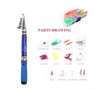 Honseadek Canne à pêche télescopique en fibre de verre avec moulinet pour ensemble combo avec longueur rétractable super courte de 38 cm pour la pêche en mer 5 à 11 sections .de 0 à 2,4 m Le (1,7)