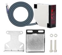 Honseadek Capteur de barrière lumineuse à réflecteur, interrupteur de faisceau photoélectrique avec détection infrarouge et réglage de la portée de 4 mètres, détecteur de passage industriel pour