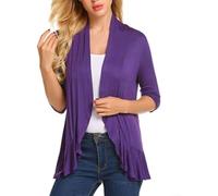 Honseadek Cardigan ouvert sur le devant pour femme | Haut léger d'été cache-maillot décontracté usage quotidien veste couleur unie manches longues printemps automne
