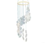 Honseadek Carillon éolien attrape-rêves pour décoration d'intérieur - Carillon à suspendre en coquillage naturel de 77 cm, décoration de jardin colorée pour intérieur et extérieur, blanc, bleu, vert