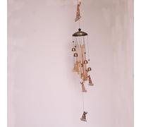 Honseadek Carillon éolien en forme d'animal pour décoration d'extérieur pour jardin, terrasse, fer résistant aux intempéries, carillon éolien fantaisiste marron clair avec son apaisant (carillon