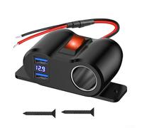 Honseadek Chargeur de voiture avec deux ports USB 36 W Pd30 et 18 W Qc30 Charge rapide pour véhicules 12 V 24 V y compris voitures, SUV, camions, voltmètre intégré et protection contre les
