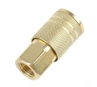 Honseadek Connecteur d'accouplement pneumatique à dégagement rapide pour tuyau de compresseur d'air en fer plaqué cuivre 1/4 pour NPT (filetage femelle)