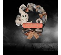 Honseadek Couronne de squelette artificielle d'Halloween pour fête de la maison pour Thanksgiving, automne pour Christ, décoration murale d'extérieur à suspendre, citrouille (D)