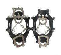 Honseadek Crampons de traction antidérapants à 13 dents en caoutchouc et acier pour homme - Pour la pêche sur glace, l'alpinisme, la randonnée, le camping et la chasse - Noir - Taille L