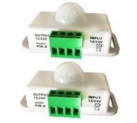 Honseadek Détecteur de mouvement pour contrôleur de bande LED PIR, capteur infrarouge 12 V/24 V CC avec portée de 5 m et champ de vision à 60°, retard réglable, noir (blanc)