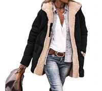 Honseadek Doudoune courte réversible matelassée à capuche pour femme | Manteau d'hiver chaud et épais à manches longues - Parka tendance - Convient pour les tenues décontractées quotidiennes de