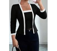 Honseadek Ensemble deux pièces cardigan en tricot patchwork avec débardeur | Couleur unie standard pour un ajustement en matière extensible - Style tendance pour l'automne et l'hiver - Vacances à la
