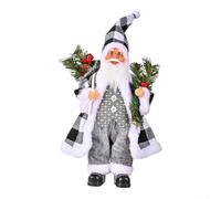 Honseadek Figurine de Père Noël avec sac à dos pour décoration de Noël créative debout, décoration durable pour intérieur ou extérieur (gris)