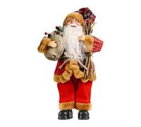 Honseadek Figurine de Père Noël avec sac à dos pour décoration de Noël créative debout, décoration durable pour intérieur ou extérieur (bonhomme de bois)