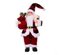 Honseadek Figurine de Père Noël avec sac à dos pour décoration de Noël créative debout, décoration durable pour intérieur ou extérieur (Claus rouge)