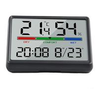 Honseadek Horloge électronique multifonction avec écran LCD affichant la date, la température, l'humidité, montage mural ou de table avec dos magnétique (noir)