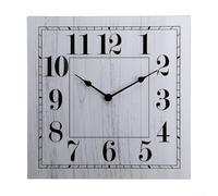 Honseadek Horloge murale carrée vintage avec mouvement à quartz silencieux | MDF et verre trempé horloge décorative pour salon nordique, décoration d'intérieur de style européen (rétro)