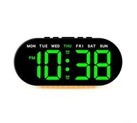 Honseadek Horloge murale multifonction pour décoration de maison et de jardin avec affichage LED, indicateur de température et de date, ambiance réglable, jour de la semaine (lumière verte)