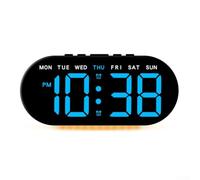 Honseadek Horloge murale multifonction pour décoration de maison et de jardin avec affichage LED, indicateur de température et de date, ambiance réglable, jour de la semaine (lumière bleue)