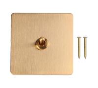 Honseadek Interrupteur à bascule rétro en laiton 1/2 voies 86 type plaque à bascule doré fabriqué à la main sans danger non conducteur pour lumières et ventilateurs de plafond (1 bande)