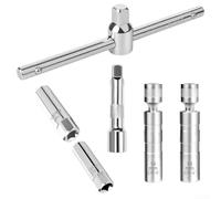 Honseadek Jeu de douilles magnétiques avec poignée en T pour voitures et motos, tige articulée flexible incluse, kit de clés en acier au chrome vanadium 14 mm 16 mm