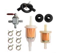 Honseadek Kit de valve de coupure de carburant bidirectionnelle pour tondeuse à gazon, robinet en acier avec configuration marche/arrêt, sélecteur de carburant à double réservoir, comprend et colliers