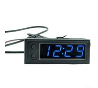 Honseadek Kit thermomètre de voiture 3 en 1 12 V avec voltmètre, horloge à affichage numérique LED, thermomètre pour voiture et camion intérieur et extérieur (bleu)