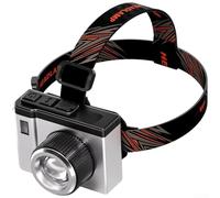 Honseadek Lampe frontale LED avec faisceau blanc ultra lumineux, 4 modes d'éclairage, zoom rechargeable, visibilité de 200 m, écran LCD pour aventures en plein air (B)