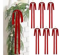 Honseadek Lot de 12 nœuds décoratifs en velours pour sapin de Noël - Style vintage en plusieurs couleurs - 40 x 60 cm - Nœuds festifs avec 2,5 cm de largeur (rouge)