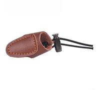 Honseadek Lot de 2 bagues de pouce en cuir pour tir à l'arc traditionnel et recourbe, onglet anti-transpiration en cuir de vache (marron)
