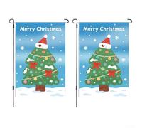 Honseadek Lot de 2 drapeaux de jardin de Noël double face en polyester pour extérieur, patio, porche, terrasse, pelouse - 30 x 45 cm - Bannière de fête de vacances pour Fes (arbre de Noël)